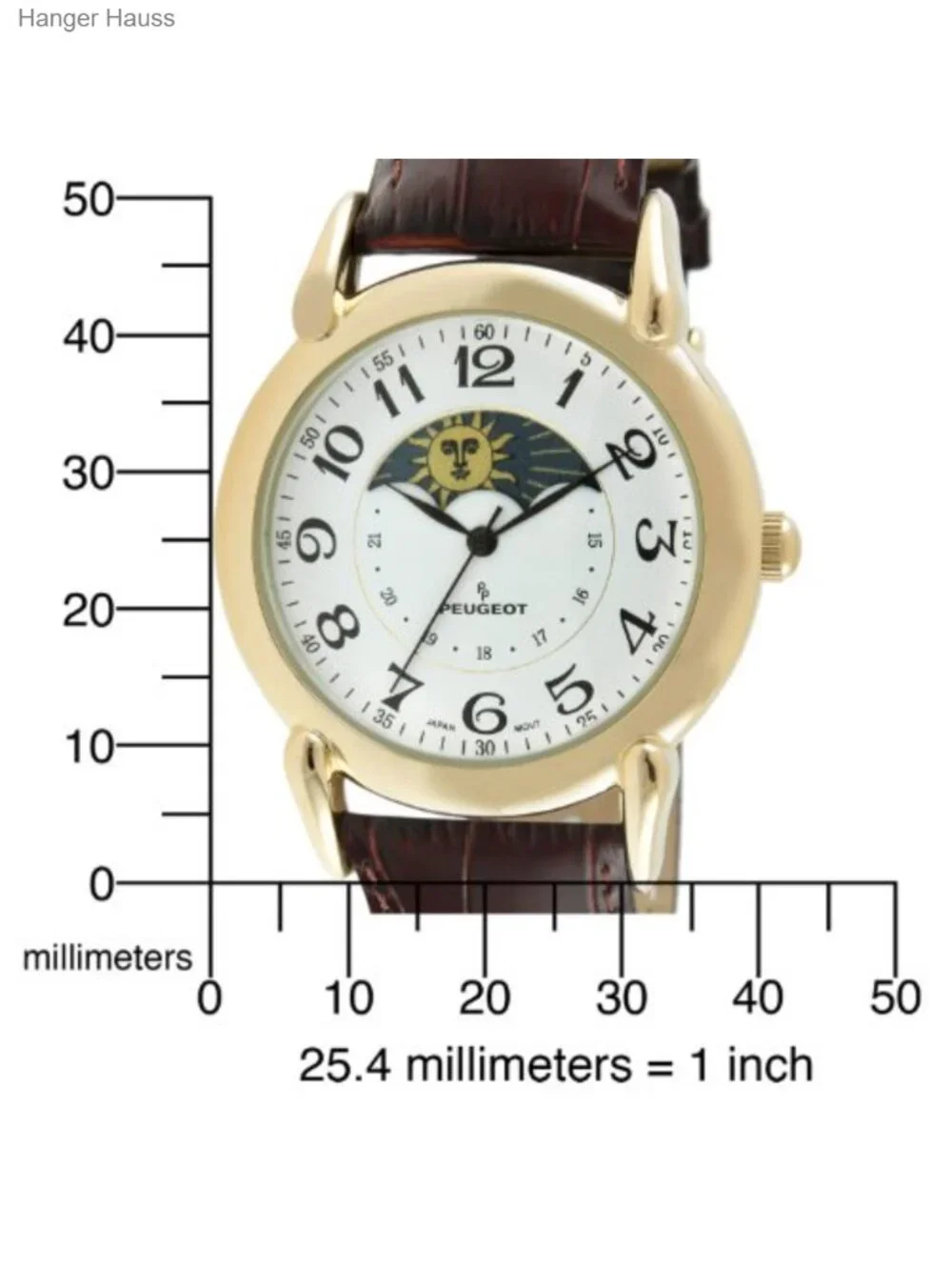 14K Gold Plated Vintage Men's Dress Watch with Moon Phase